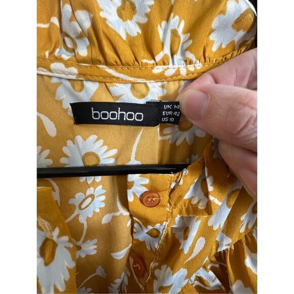 Boohoo Floral Pattern Button Up Lightweight Long Sleeve Midi Dress - Picture 3 of 5